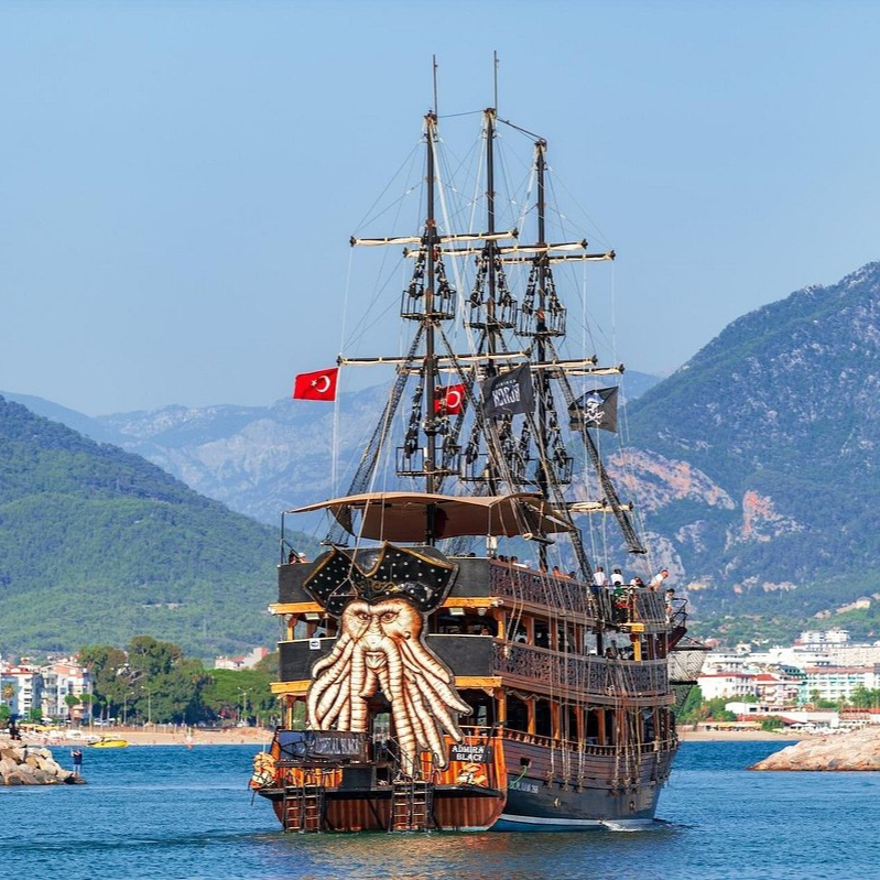 Alanya Pirate Boat Trip Fun Adventures Beaches Caves Cruise